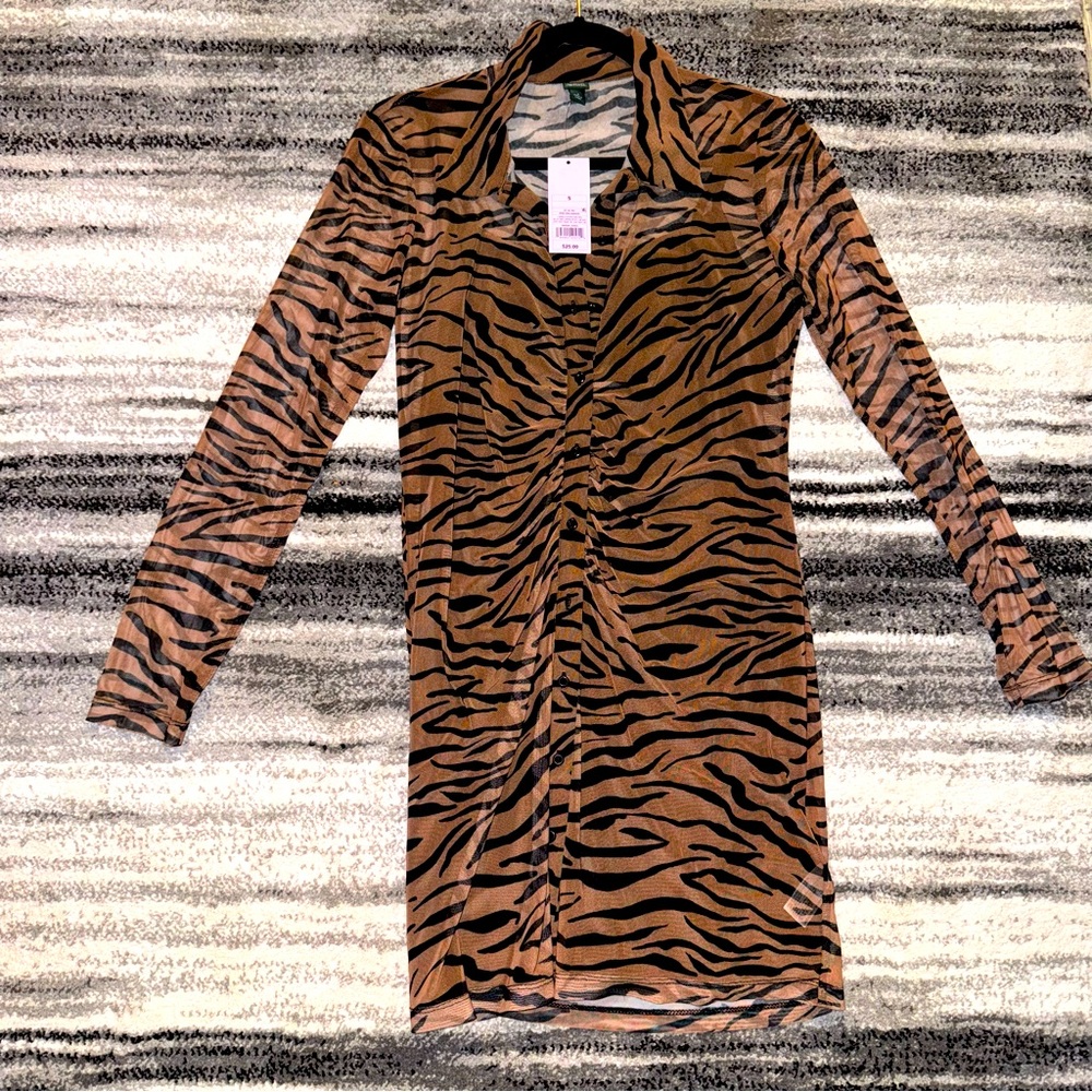 TARGET WILD FABLE BRWN ZEBRA MESH DRESS